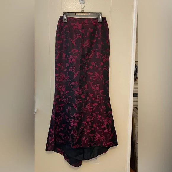 David Meister 2-piece Mermaid Style Red & Black Print Formal Prom/Party Dress 8 - Picture 3 of 9